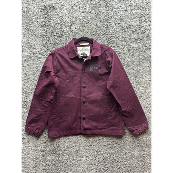 Rouge Territory Graphic Logo‎ Button-Up Long Sleeve Shirt Burgundy Mens Size XS